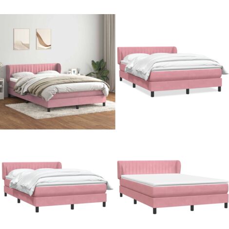 Giroletto a Molle con Materasso Rosa 140x210 cm in Velluto - Materasso a molle insacchettate - Letto a molle