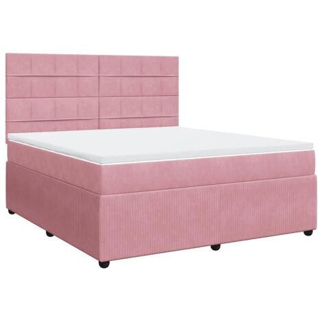 Giroletto a Molle con Materasso Rosa 180x200 cm in Velluto vidaXL