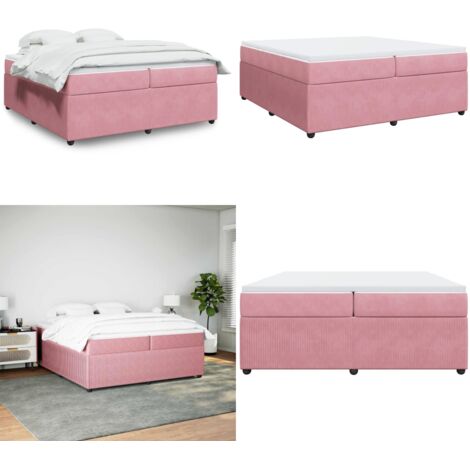 Giroletto a Molle con Materasso Rosa 200x200 cm in Velluto - Materasso a molle insacchettate - Giroletto rosa