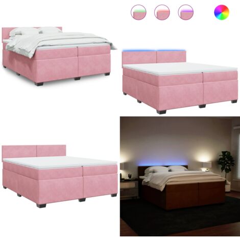 Giroletto a Molle con Materasso Rosa 200x200 cm in Velluto - Materasso a molle insacchettato - Giroletto rosa