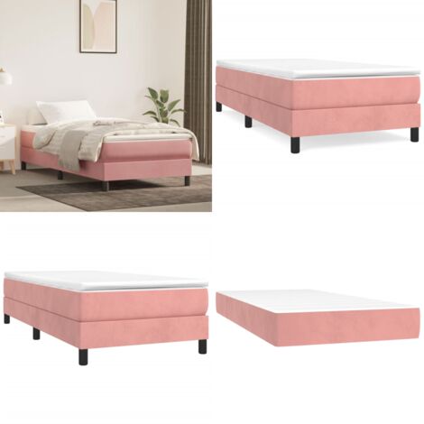 Giroletto a Molle con Materasso Rosa 80x200 cm in Velluto - Materasso a molle - Letto a molle