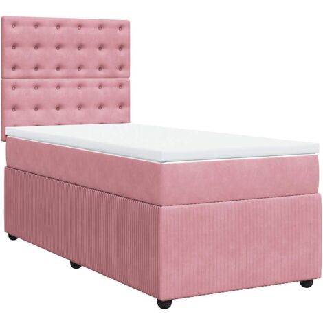 Giroletto a Molle con Materasso Rosa 90x200 cm in Velluto 777635