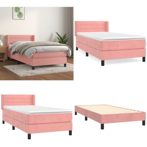 Giroletto a Molle con Materasso Rosa 90x200 cm in Velluto - Materasso a molle - Letto rosa