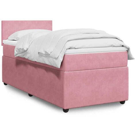 Giroletto a Molle con Materasso Rosa 90x200 cm in Velluto vidaXL