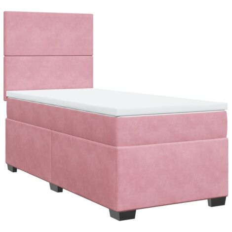 Giroletto a Molle con Materasso Rosa 90x200 cm in Velluto vidaXL