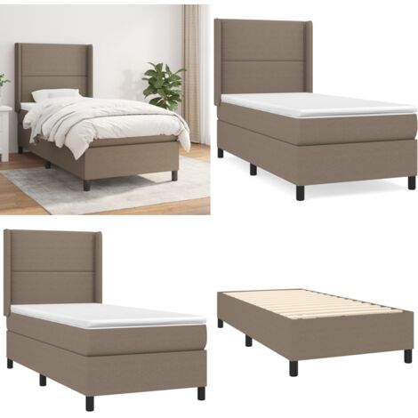 Giroletto a Molle con Materasso Tortora 100x200 cm in Tessuto - Materasso a molle - Letto a molle