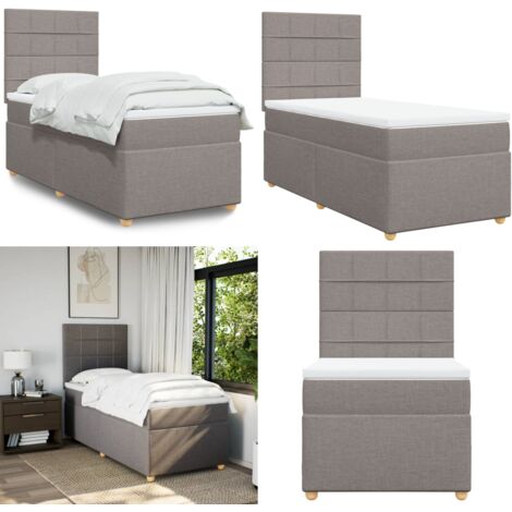 Giroletto a Molle con Materasso Tortora 100x200 cm in Tessuto - Materasso a molle - Letto a molle