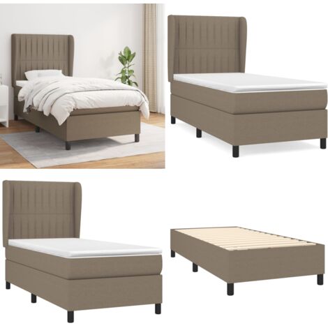 Giroletto a Molle con Materasso Tortora 100x200 cm in Tessuto - Materasso a molle - Letto a molle