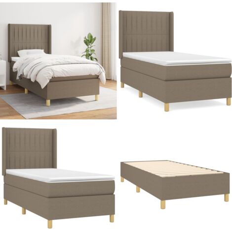 Giroletto a Molle con Materasso Tortora 100x200 cm in Tessuto - Materasso a molle - Letto a molle