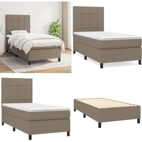 Giroletto a Molle con Materasso Tortora 100x200 cm in Tessuto - Materasso a molle - Letto con testiera regolabile