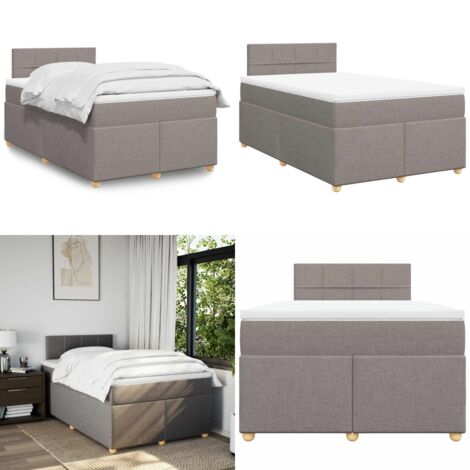 Giroletto a Molle con Materasso Tortora 120x190 cm in Tessuto - Materasso a molle insacchettate - Letto a molle