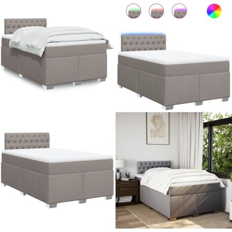 Giroletto a Molle con Materasso Tortora 120x190 cm in Tessuto - Materasso a molle insacchettate - Letto con luci LED
