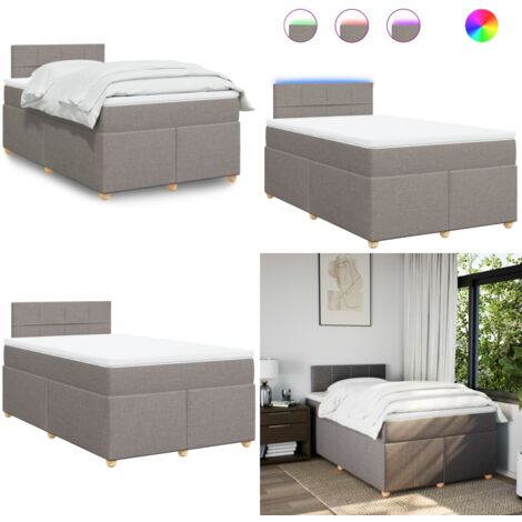 Giroletto a Molle con Materasso Tortora 120x190 cm in Tessuto - Materasso a molle insacchettate - Letto con luci LED