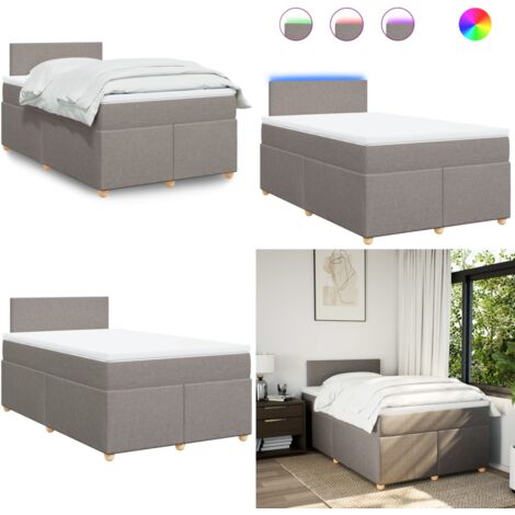Giroletto a Molle con Materasso Tortora 120x190 cm in Tessuto - Materasso a molle insacchettate - Letto con luci LED