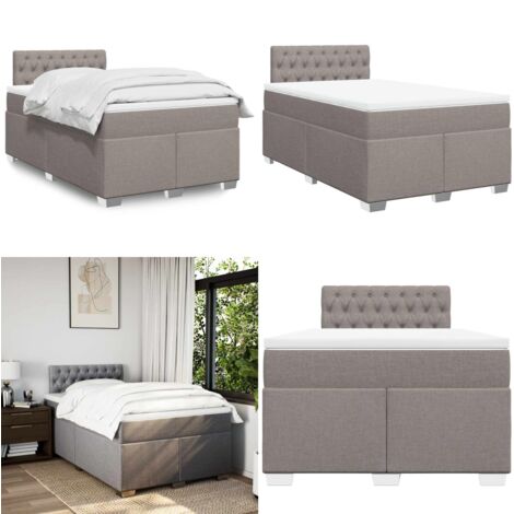 Giroletto a Molle con Materasso Tortora 120x190 cm in Tessuto - Materasso a molle insacchettate - Letto con testiera