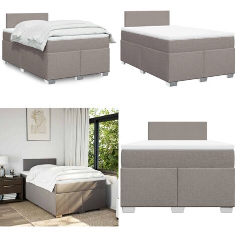 Giroletto a Molle con Materasso Tortora 120x190 cm in Tessuto - Materasso a molle insacchettate - Letto con testiera