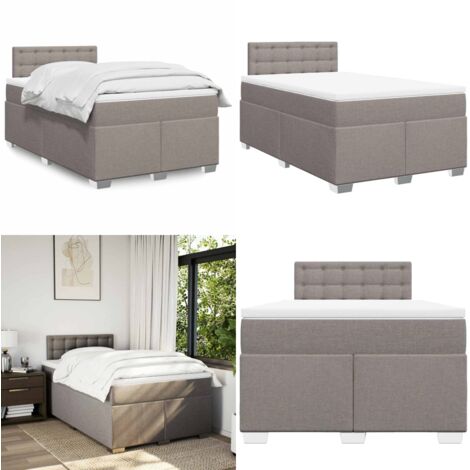 Giroletto a Molle con Materasso Tortora 120x190 cm in Tessuto - Materasso a molle insacchettate - Letto con testiera
