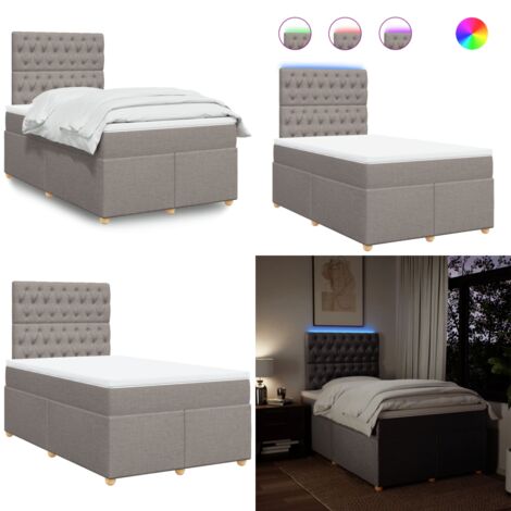 Giroletto a Molle con Materasso Tortora 120x190 cm in Tessuto - Materasso a molle insacchettate - Letto con testiera regolabile