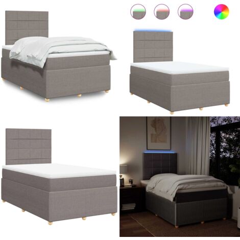 Giroletto a Molle con Materasso Tortora 120x190 cm in Tessuto - Materasso a molle insacchettate - Letto con testiera regolabile