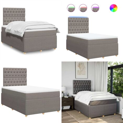 Giroletto a Molle con Materasso Tortora 120x190 cm in Tessuto - Materasso a molle insacchettate - Letto con testiera regolabile