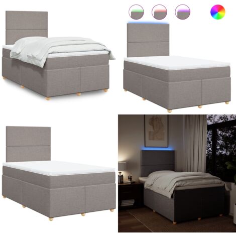 Giroletto a Molle con Materasso Tortora 120x190 cm in Tessuto - Materasso a molle insacchettate - Letto con testiera regolabile