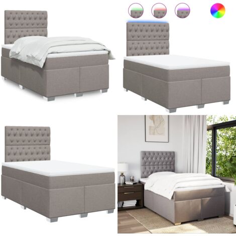 Giroletto a Molle con Materasso Tortora 120x190 cm in Tessuto - Materasso a molle insacchettate - Letto con testiera regolabile