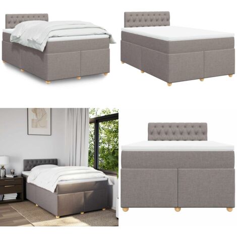 Giroletto a Molle con Materasso Tortora 120x190 cm in Tessuto - Materasso a molle - Letto a molle
