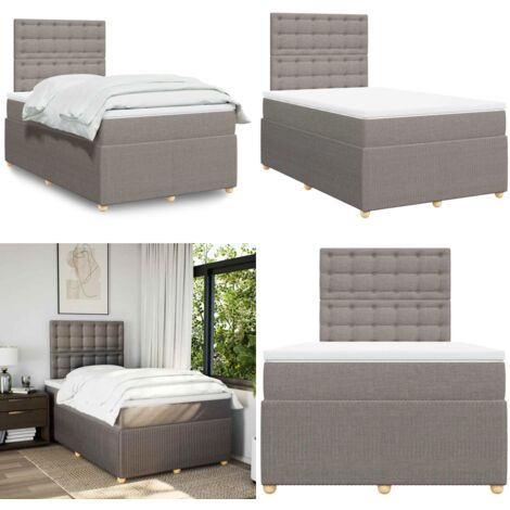 Giroletto a Molle con Materasso Tortora 120x190 cm in Tessuto - Materasso a molle - Letto a molle