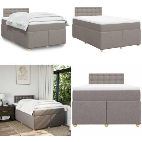 Giroletto a Molle con Materasso Tortora 120x190 cm in Tessuto - Materasso a molle - Letto a molle