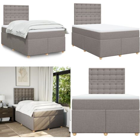 Giroletto a Molle con Materasso Tortora 120x190 cm in Tessuto - Materasso a molle - Letto a molle