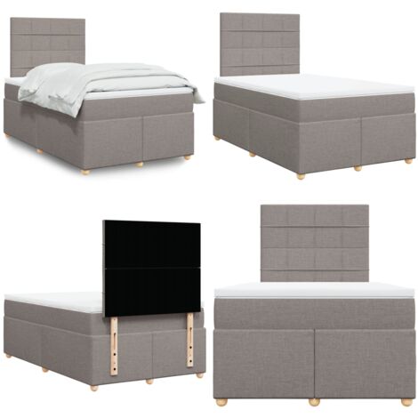 Giroletto a Molle con Materasso Tortora 120x190 cm in Tessuto - Materasso a molle - Letto a molle