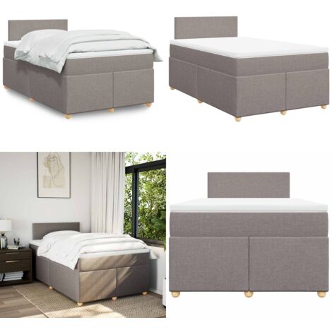 Giroletto a Molle con Materasso Tortora 120x190 cm in Tessuto - Materasso a molle - Letto a molle