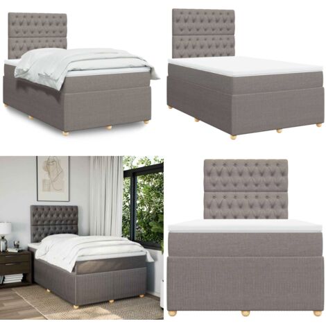Giroletto a Molle con Materasso Tortora 120x190 cm in Tessuto - Materasso a molle - Letto a molle