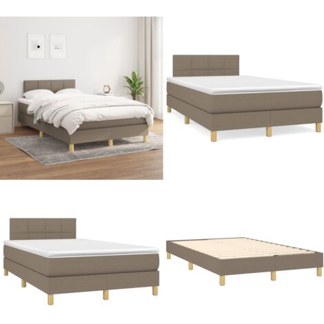 Giroletto a Molle con Materasso Tortora 120x200 cm in Tessuto - Materasso a molle - Letto con testiera regolabile