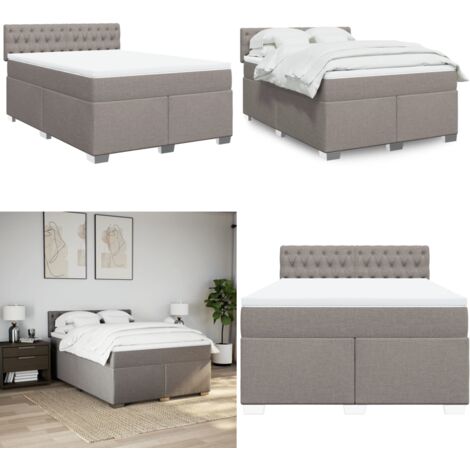 Giroletto a Molle con Materasso Tortora 140x190 cm in Tessuto - Materasso a molle insacchettate - Letto con testiera