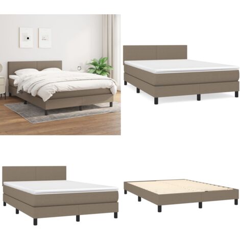 Giroletto a Molle con Materasso Tortora 140x190 cm in Tessuto - Materasso a molle - Letto a molle