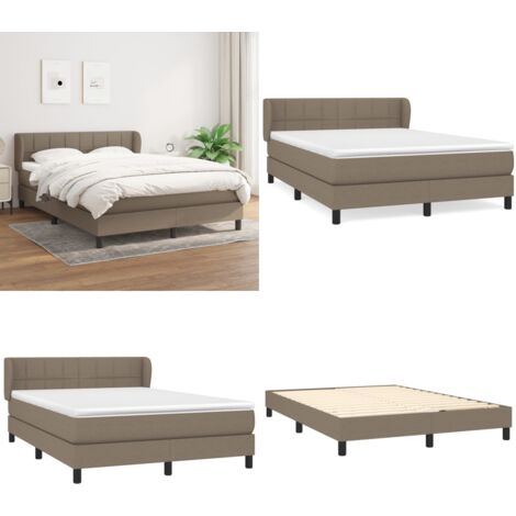 Giroletto a Molle con Materasso Tortora 140x190 cm in Tessuto - Materasso a molle - Letto a molle