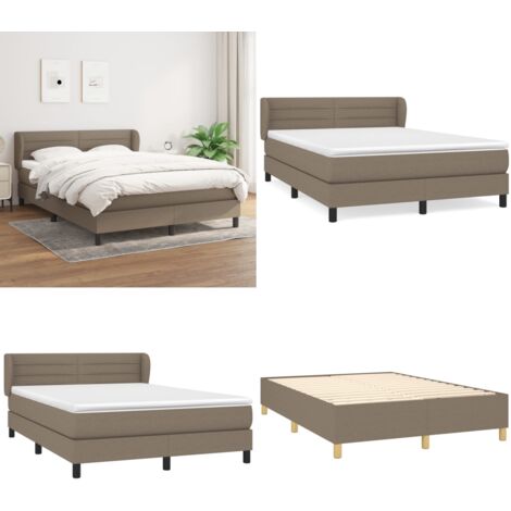 Giroletto a Molle con Materasso Tortora 140x190 cm in Tessuto - Materasso a molle - Letto a molle