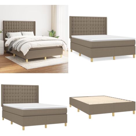 Giroletto a Molle con Materasso Tortora 140x190 cm in Tessuto - Materasso a molle - Letto a molle