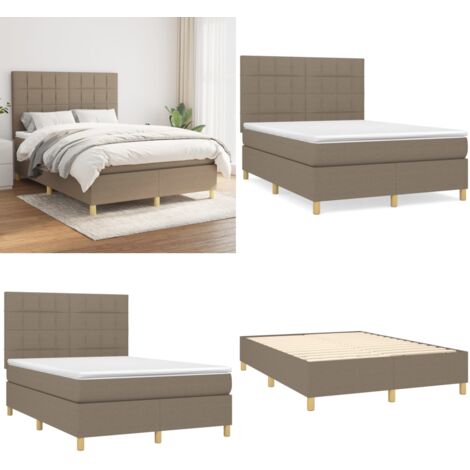 Giroletto a Molle con Materasso Tortora 140x190 cm in Tessuto - Materasso a molle - Letto a molle