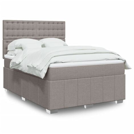 Giroletto a Molle con Materasso Tortora 140x190 cm in Tessuto vidaXL