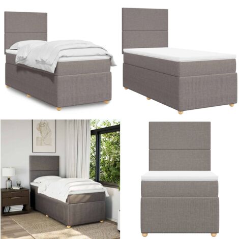 Giroletto a Molle con Materasso Tortora 90x190 cm in Tessuto - Materasso a molle - Letto a molle