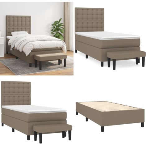 Giroletto a Molle con Materasso Tortora 90x190 cm in Tessuto - Materasso a molle - Letto a molle