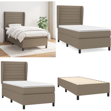 Giroletto a Molle con Materasso Tortora 90x190 cm in Tessuto - Materasso a molle - Letto con testiera regolabile