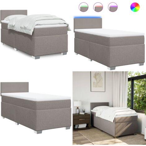 Giroletto a Molle con Materasso Tortora 90x200 cm inTessuto - Materasso a molle insacchettate - Letto con luci LED