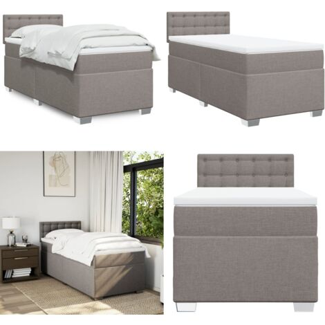 Giroletto a Molle con Materasso Tortora 90x200 cm inTessuto - Materasso a molle insacchettate - Letto con testiera
