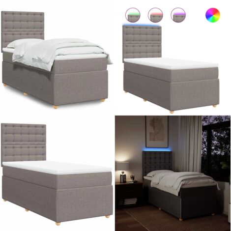 Giroletto a Molle con Materasso Tortora 90x200 cm inTessuto - Materasso a molle insacchettate - Letto con testiera regolabile