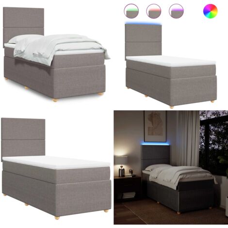 Giroletto a Molle con Materasso Tortora 90x200 cm inTessuto - Materasso a molle insacchettate - Letto con testiera regolabile