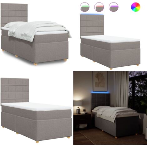 Giroletto a Molle con Materasso Tortora 90x200 cm inTessuto - Materasso a molle insacchettate - Letto con testiera regolabile