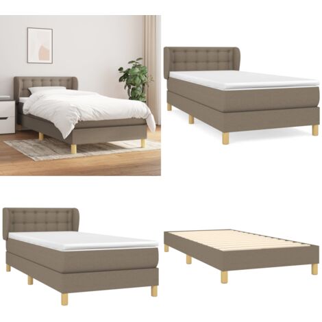 Giroletto a Molle con Materasso Tortora 90x200 cm inTessuto - Materasso a molle - Letto con testiera regolabile